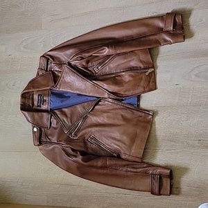 Massimo Dutti genuine leather moto jacket in size XS.